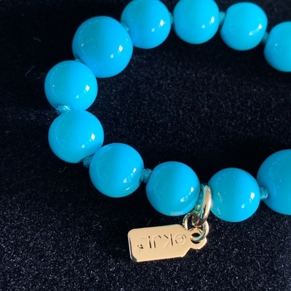 🆕 Kenneth Jay Lane Blue Tassel Necklace Palm Beach Party 34" Long Tassel 4.5” - Picture 2 of 2